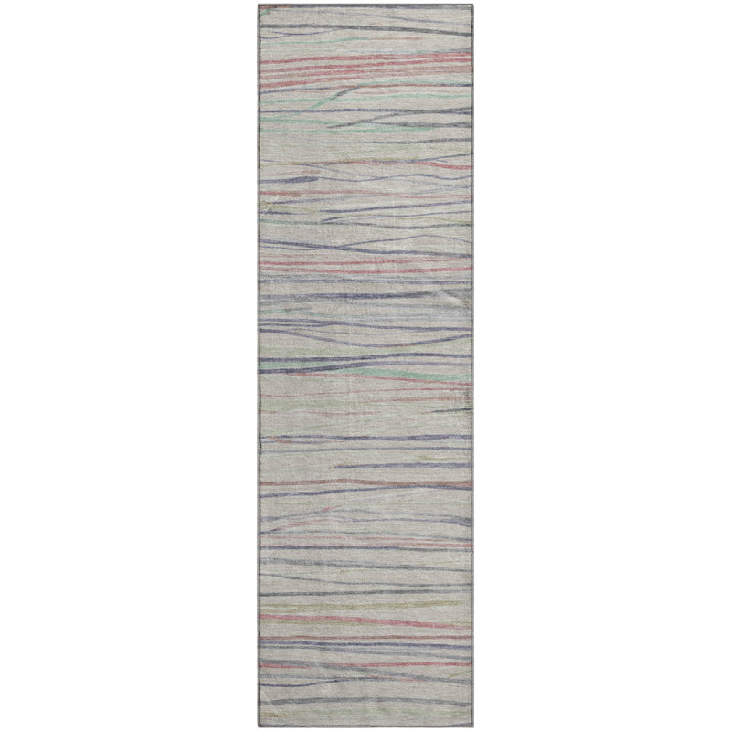 Premium Machine Washable Harjo AMF1603 Stripes Rug, Runner 2'3" x 7'6"