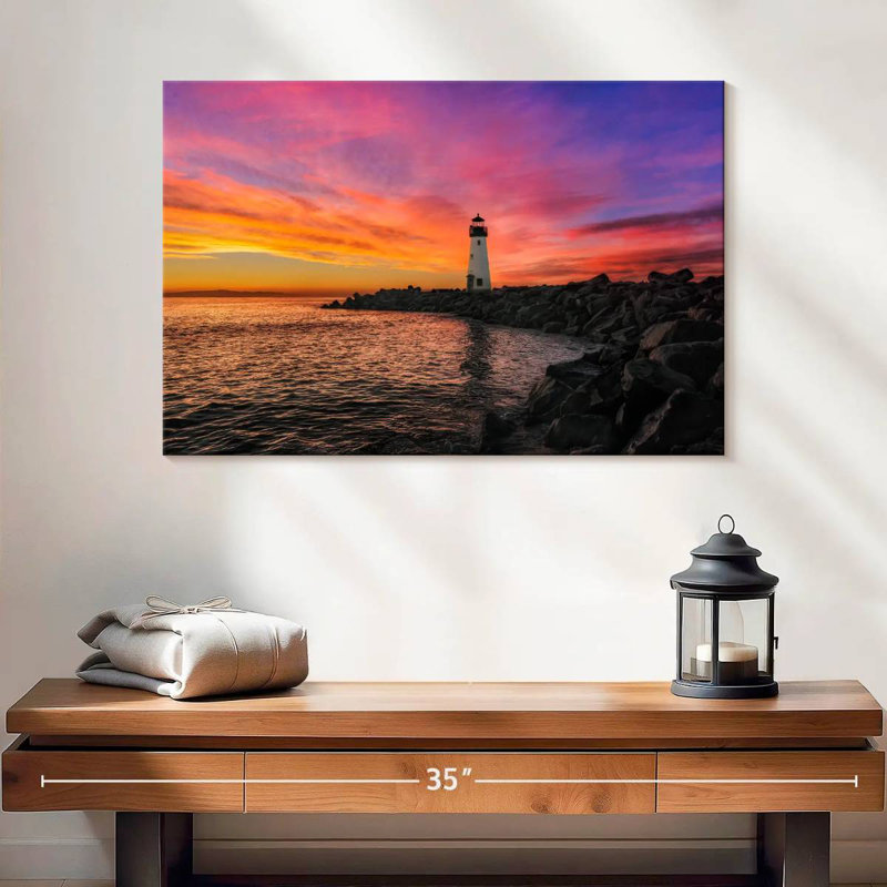 Aletra Walton Lighthouse Sunset, 16" H x 24" W