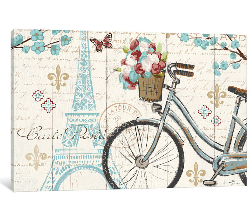 «Paris Tour II» par Janelle Penner, impression sur toile, H 18 po x l 26 po x P 1,5 po, Toile avec cadre noir, Pas de tapis