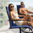 9-Piece Outdoor Patio Dining Set – Includes 8 Swivel Rocking Chairs and Metal Table with Umbrella Hole – Seats 8 for Backyard, Poolside, Balcony, and Garden Use, Blue-1460368275