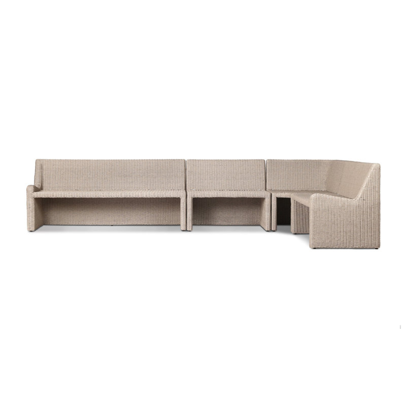 Senna Outdoor L-Shape Dining Banquette, 32.5" H x 132.25" W x 83.25" D