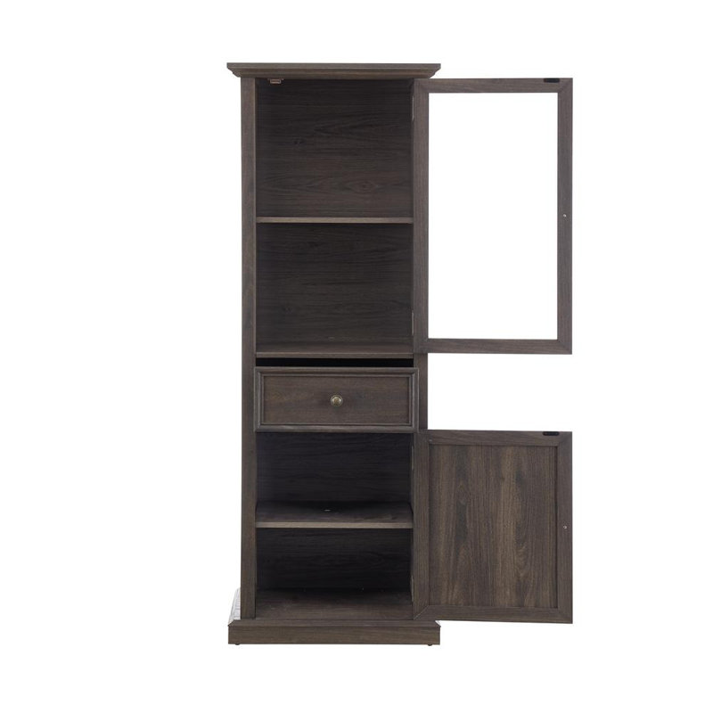 Display Cabinet With Glass Door And 1 Drawer, Brown