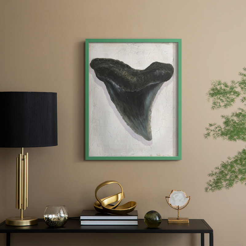 «Watercolor Sharks Tooth I», reproduction encadrée - bois massif, H 30 po x l 24 po, Cadre vert