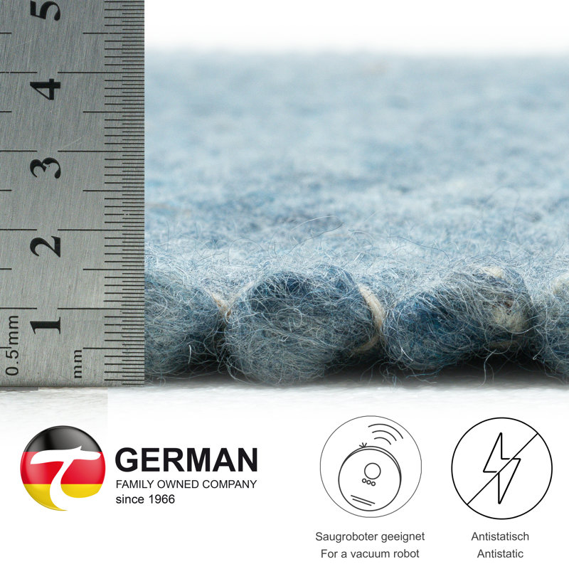Hand Woven Wool Blue Indoor Rug, Runner 70 x 140cm