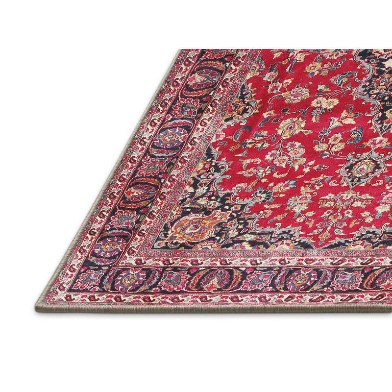Tapis décoratif de style oriental rouge/mauve/noir Abelone, Rectangle 5 pi x 7 pi
