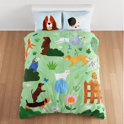At the Dog Park 100% Cotton Duvet & Pillowcase Set