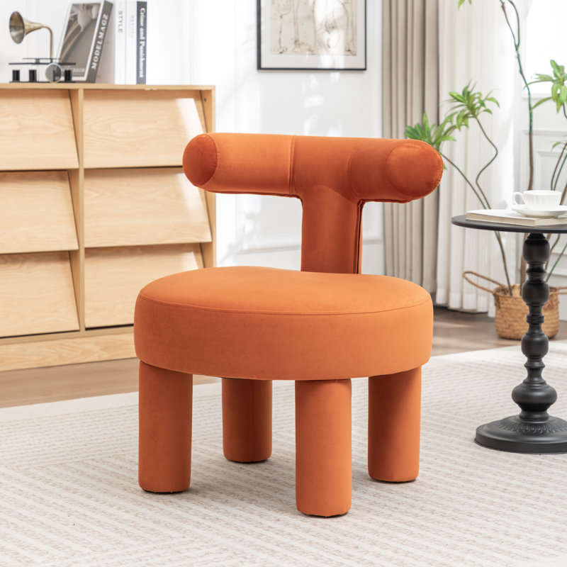 Fauteuil demi-tonneau en velours Bula, Orange