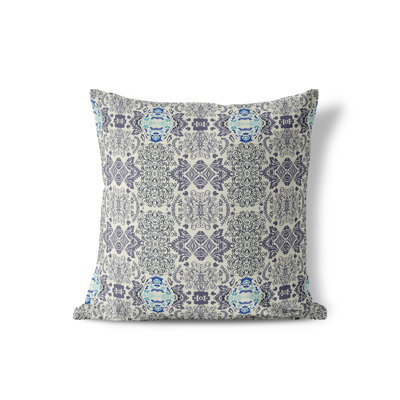 Elegant Twirls Indoor/Outdoor Pillow in Grey 20 x 20 with removable cover