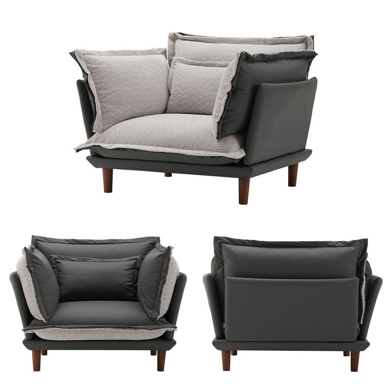 Fauteuil d'appoint 43 po en cuir chenille, Similicuir bleu-gris