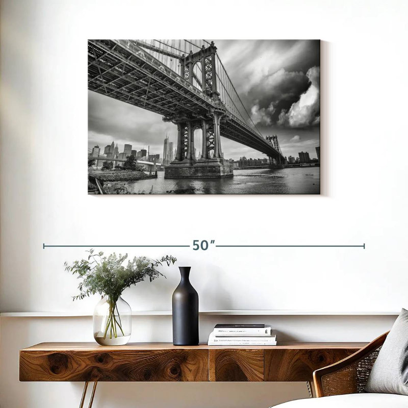 Lilie BW Manhattan Bridge, 24" H x 36" W