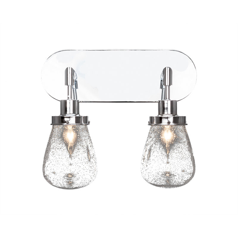 Barre d'éclairage de salle de bain 2 lumières Elwell au fini chrome avec verre transparent de 5 po
