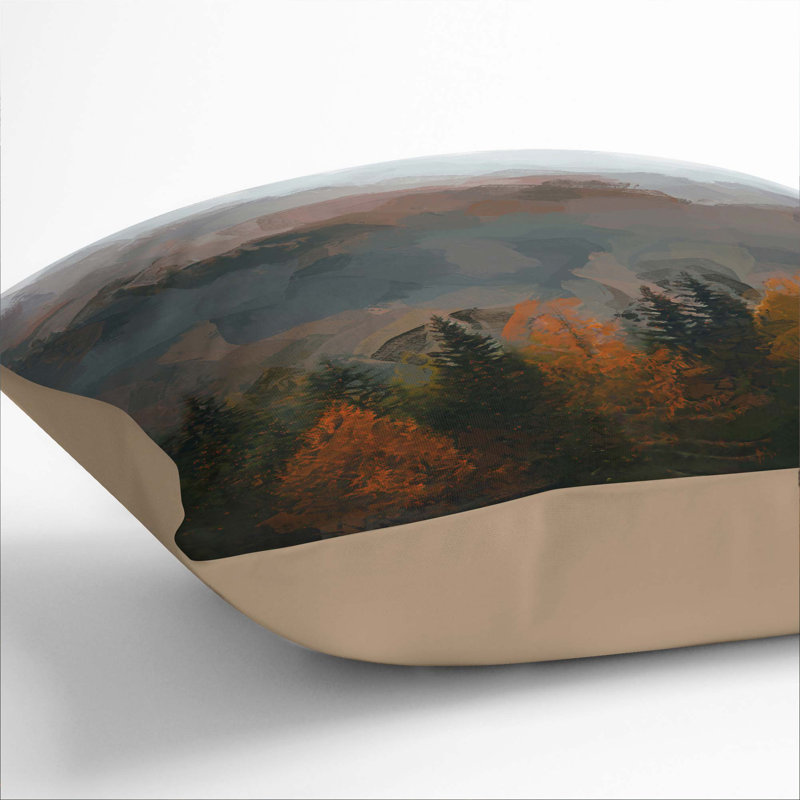 Misty Forest in the Autumn Cushion with Filling, 40cm H x 40cm W x 15cm D, Stone