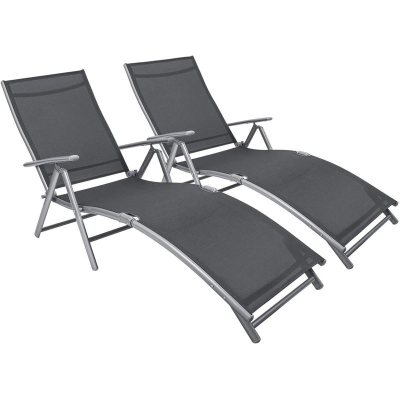 Flarrie Outdoor Rust-Resistant Metal Chaise Lounge, Gray