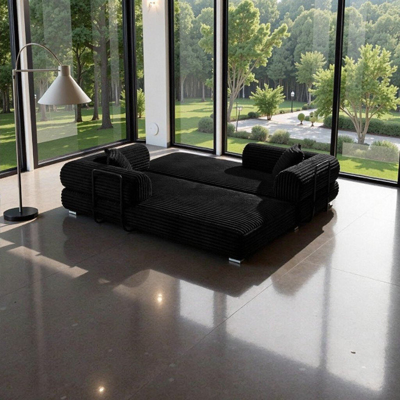 Canapé-lit modulaire 3 en 1 3 pièces, Noir