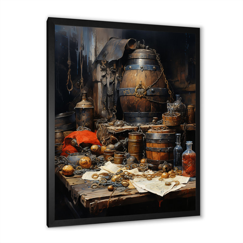 Pirate Rum And Booty - Food & Beverage Wall Art Prints, Cadre photo noir, H 20 po x l 12 po x P 1 po