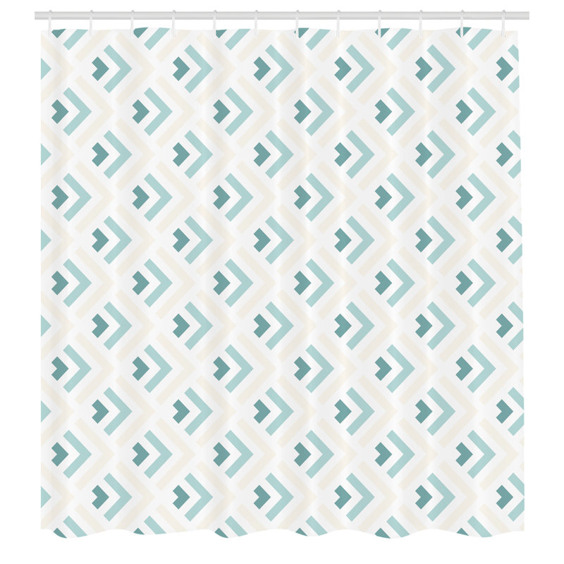 Minimalist Pale Peach and Turquoise Fabric Shower Curtain