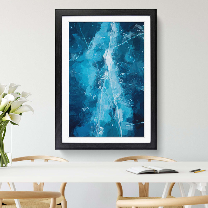 The Cracked Ice in Abstract - Picture Frame Graphic Art Print, 36cm H x 27cm W x 2cm D, Black Framed