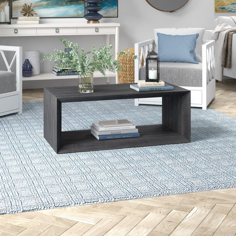 Wander Solid Coffee Table with Storage, 45.72cm H x 121.92cm W x 59.39cm D, Charcoal Grey