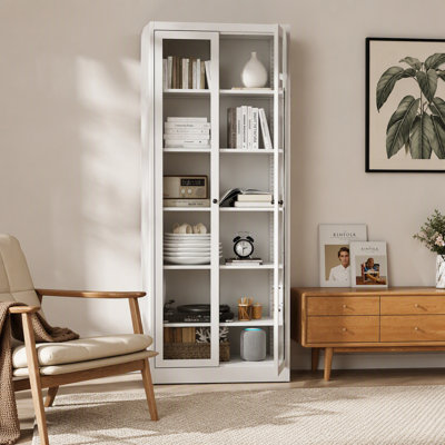 Metal Kitchen Pantry Cabinet - 72" Tall Storage With 5 Adjustable Shelves, White Freestanding Cabinet For Kitchen/Pantry/Bathroom