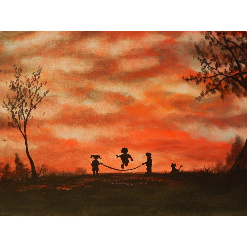 «Jump Around», reproduction de peinture acrylique, Toile tendue, Pas de tapis, H 12 po x l 16 po x P 1,5 po