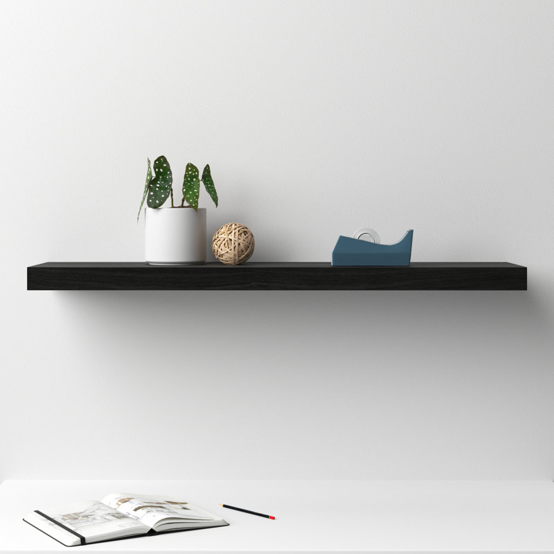 Tablette flottante en bois manufacturé Sherice, H 1,97 po x l 43,21 po x P 10,24 po, Noir mat