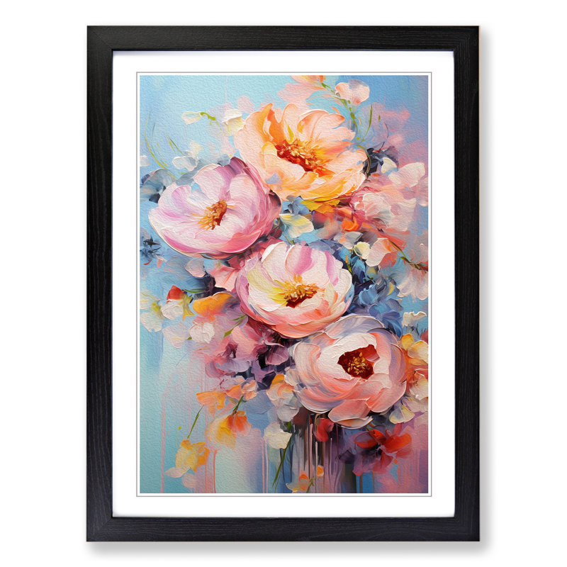 Floral Art Abstract Art - Framed Print, 46cm H x 34cm W, Black Framed