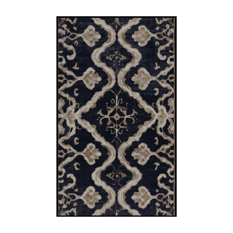 Machine Washable Gray Area Rug, Rectangle 7' x 9'
