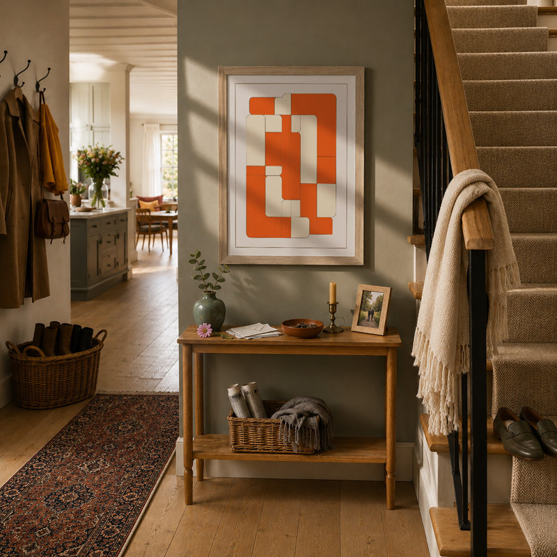 Burnt Orange Tessellation Geometric - Print, Oak, A4 - 29.7 x 21.0 cm
