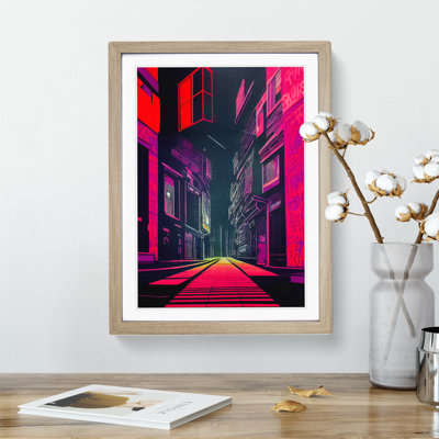 Neon City Architecture - Framed Print