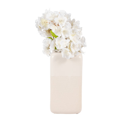 Stoneware Ceramic Vase with Textured Body and Rounded Rim Design