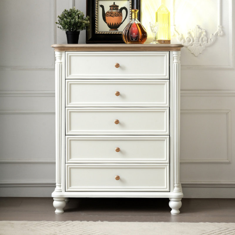 Armoire d'entrée en bois massif de style crème
