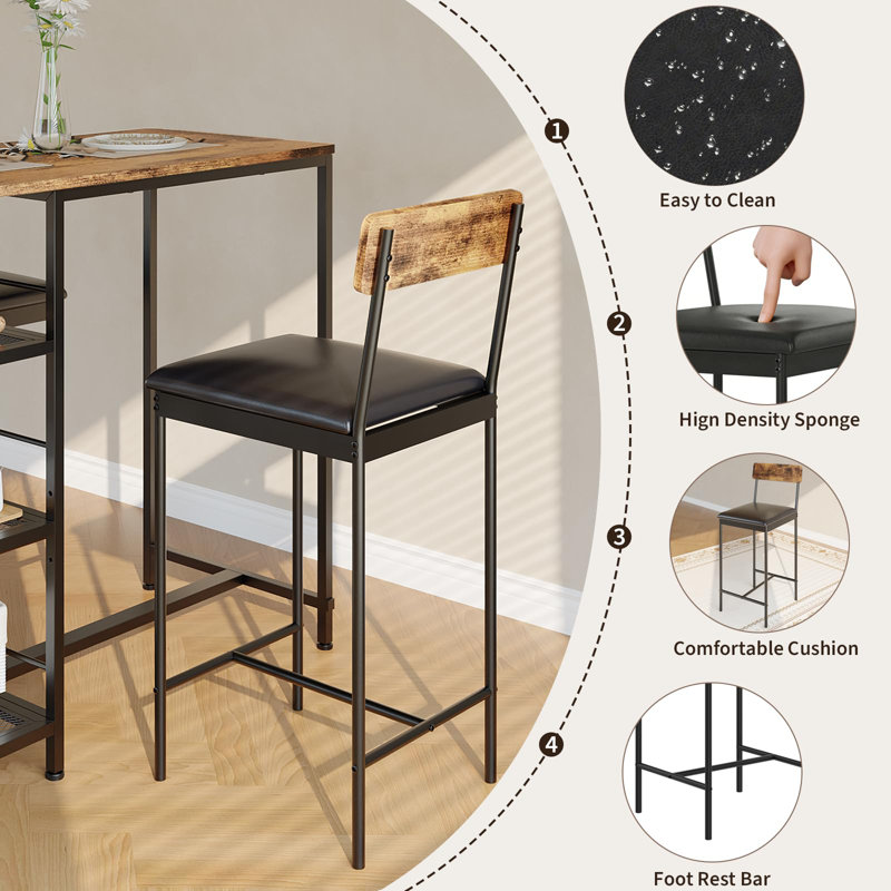Dining Set, Brown, Brown, Brown / Black