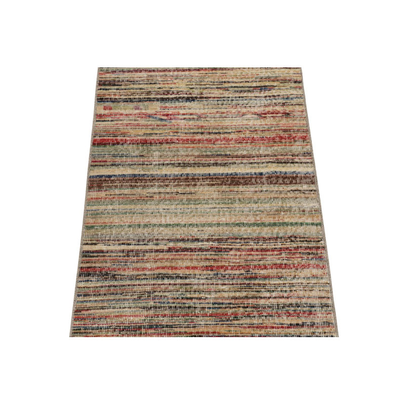 Pasha Wool Striped Area Rug in Beige/Red/Black/Brown