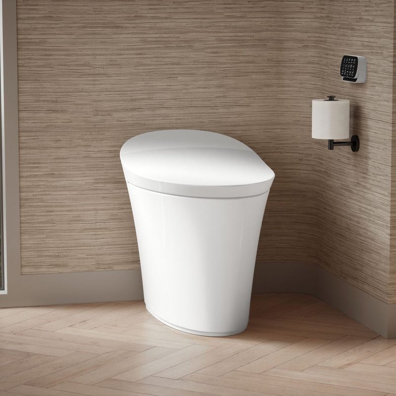 Veil™ Comfort Height Intelligent Skirted One-Piece Elongated Dual-Flush Toilet, White