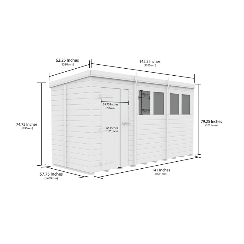 12x5 Pent Composite Shed