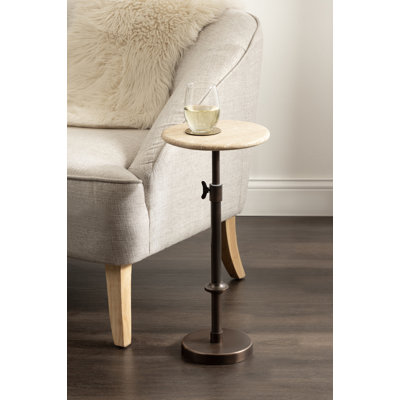 Engles Adjustable Travertine Drink Table