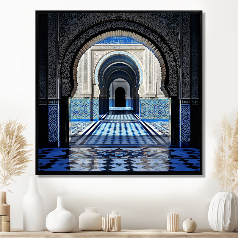 Architecture islamique Fès, Maroc I, H 16 po x l 16 po, Impression dans un cadre flottant sans passe-parto, Noir