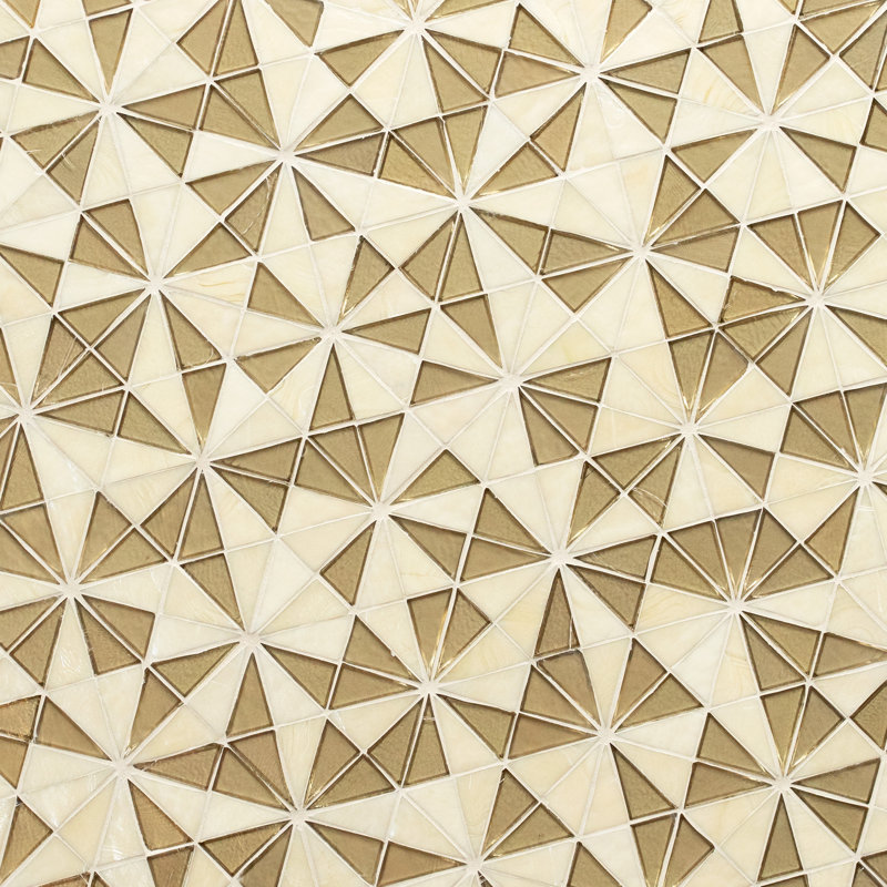 Rietto Hexagon 9 in. x 15 in. Glossy Glass Mosaic Wall Tile, Celestia Oro