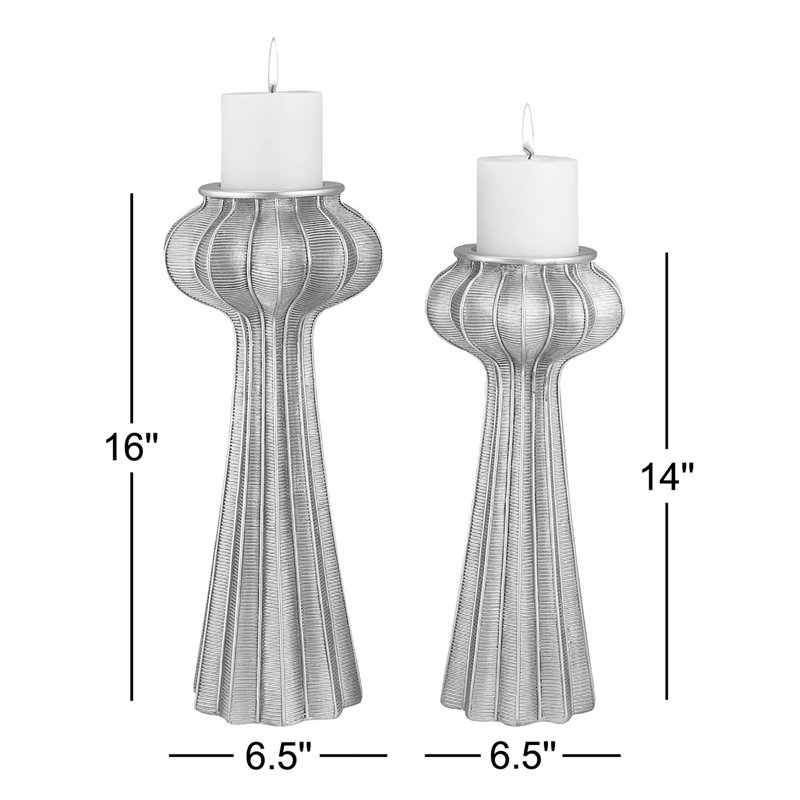 Nautilus 2 Piece Candlestick Set - 14"H & 16"H, White
