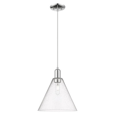 Arcadia - Benston - Mini-luminaire suspendu à cordon 1 lumière 12 po - Finition chrome poli - Abat-jour granuleux