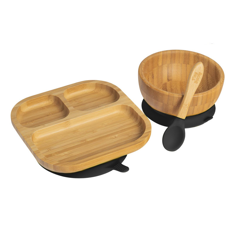 Tiny Dining - Children's Bamboo Suction Dinner, Black
