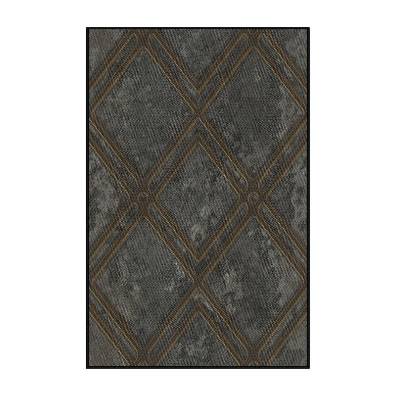Tapis décoratif gris géométrique, Rectangle 5 pi x 7 pi