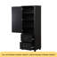 Grande armoire de rangement pour salle de bain, armoire de rangement autoportante avec deux tiroirs et tablette réglable, panneau de fibres à densité moyenne avec finition peinte, noir-901230110