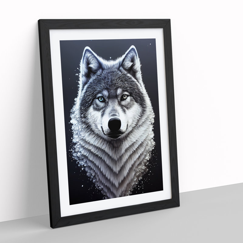 Bust Of The Wolf No.1 - Print, White, Black Framed, 66cm H x 48cm W x 2cm D