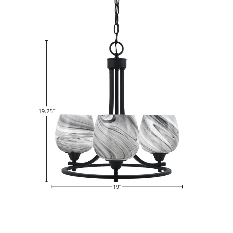 Lustre 3 lumières Paramount, Gris / Blanc
