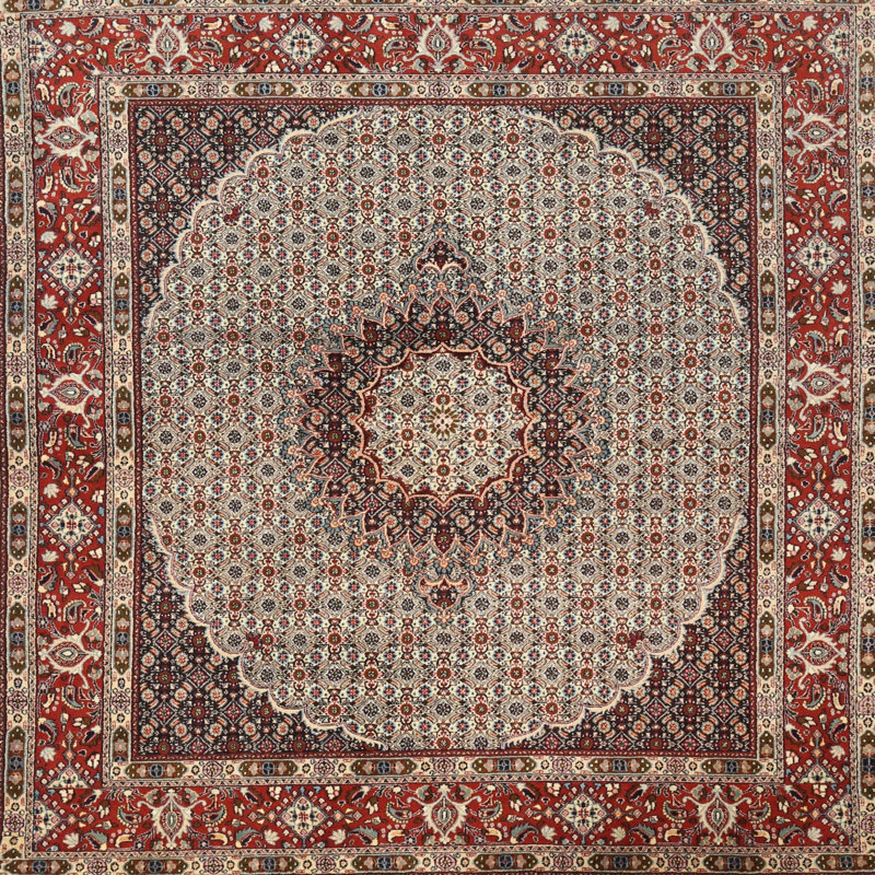 Tapis brun/rouge/gris traditionnel Shawsheen, Carré 6 pi