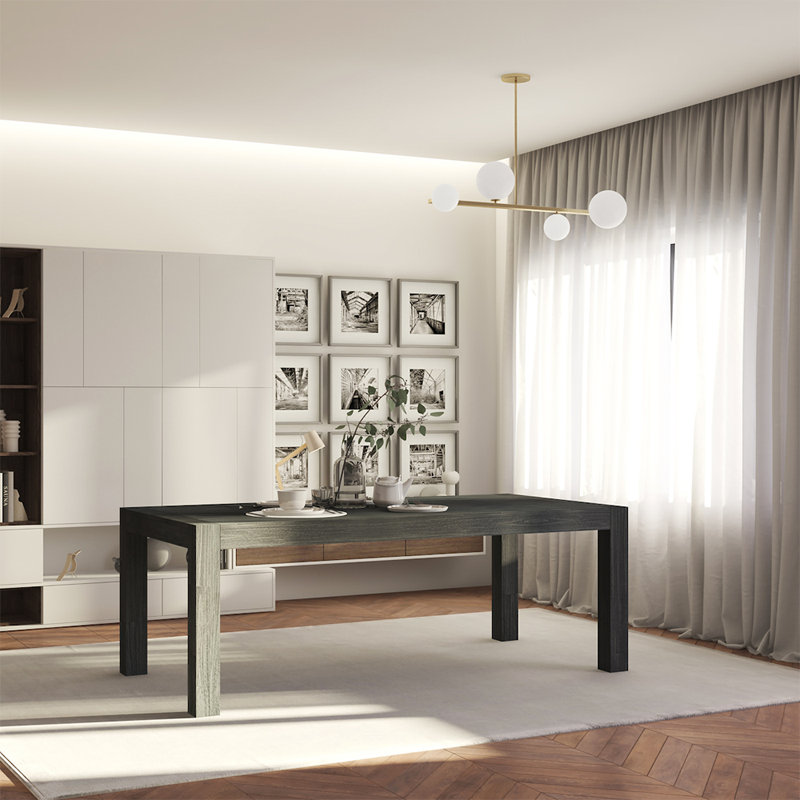 Toulonne Acacia Solid Wood Dining Table, Dark Gray