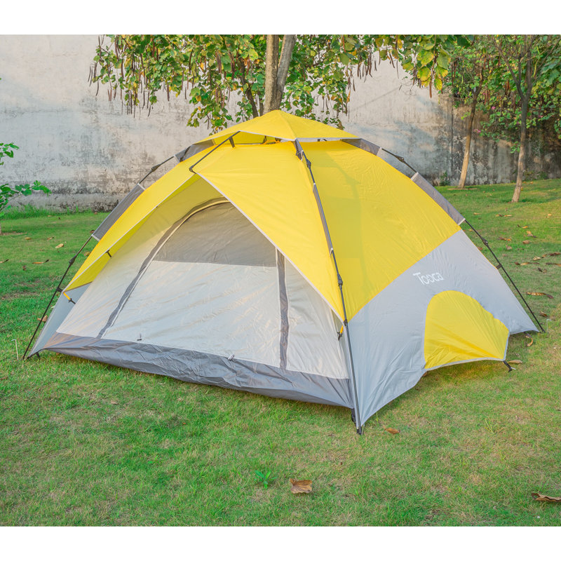 Tente de camping pour 4 personnes, Jaune / blanc