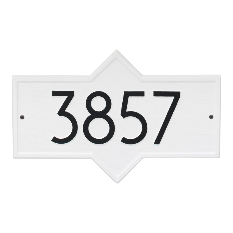 Hampton Modern Personalized 1-Line Wall Address Plaque, White/Black, Yes