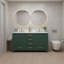 Meuble-lavabo 60 po, meuble-lavabo avec cadre en bois massif, comptoir autoportant avec 2 lavabos vert-126233200-126233201